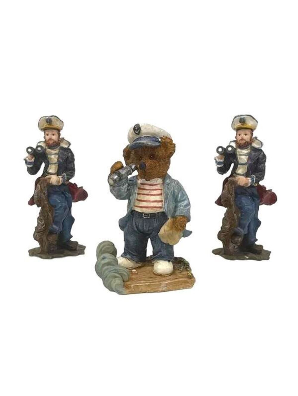 K's Collection Nautical Figurine Set - Captain Bear and Two Sailor Figures